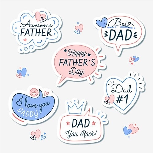 Hand-drawn fathers day badge collection vector