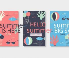 Hand-drawn summer cards collection vector