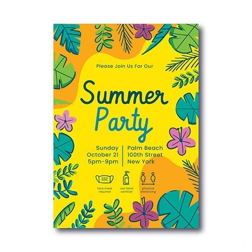 Hand-drawn summer party vertical poster template vector