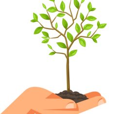 Hand with sapling vector