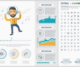 Happy people infographic elements vector