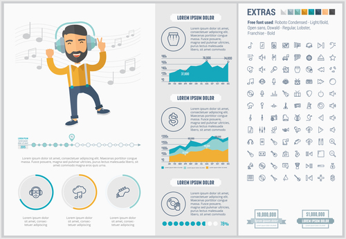 Happy people infographic elements vector