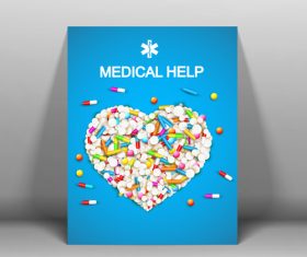 Heart-shaped graphic drug ad vector composed of drugs