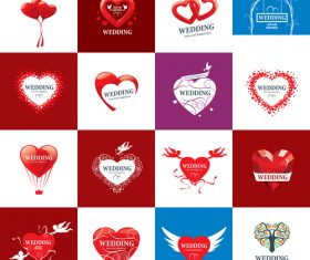 Heart-shaped wedding icon vector