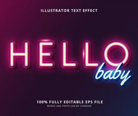 Hello 3d font editable text style effect vector