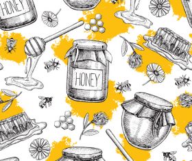 Honey pot illustration background vector
