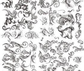 Huge set or collection of vector hand drawn flourishes for design