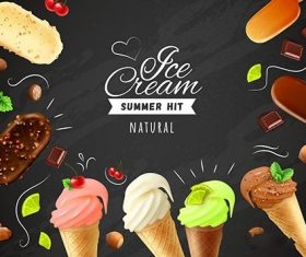 Ice cream chalkboard with frame of eskimo pies cones vector