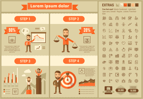 Income and expenditure plan infographic elements vector