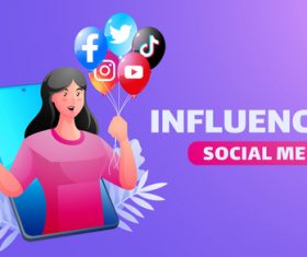 Influencer social media illustrator vector