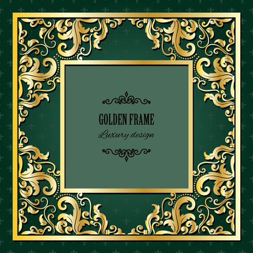 Invitation cards with gold decor vector