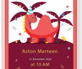 Invitation red dino vector