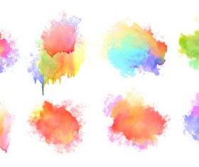 Isolated watercolor splatter stain colorful set eight vector