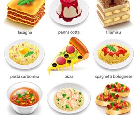 Italian food icons realistic vector