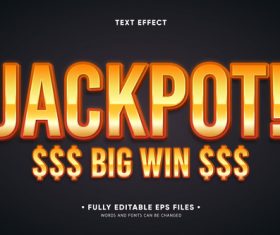 Jackpot 3d font editable text style effect vector