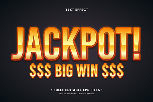 Jackpot 3d font editable text style effect vector