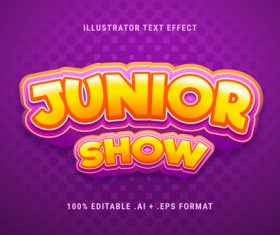 Junior show 3d font editable text style effect vector
