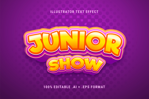 Junior show 3d font editable text style effect vector