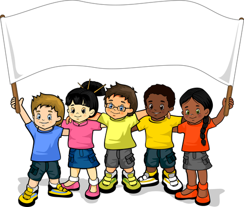 Kids with banners vector