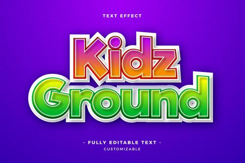Kidz ground 3d font editable text style effect vector