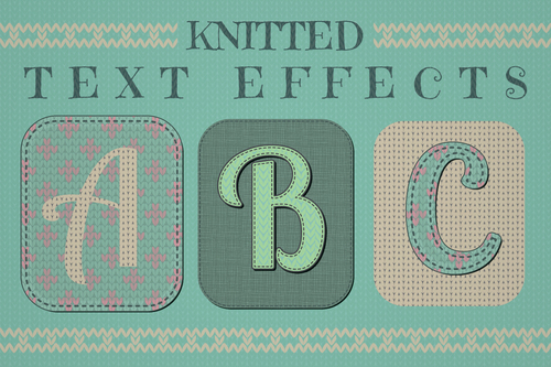 Knitted font patterns vector