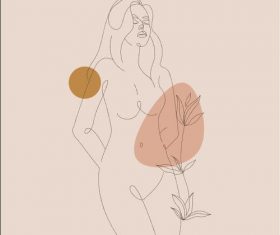 Line sketch woman vector