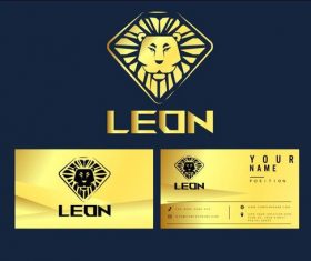 Lion logo business card vector