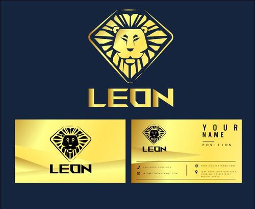 Lion logo business card vector