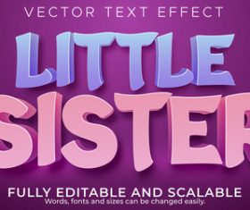 Little sister editable font 3d vector