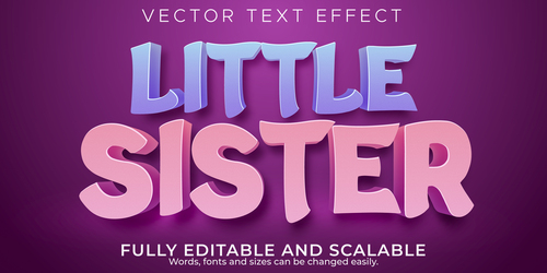 Little sister editable font 3d vector