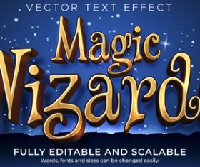 Magic wizards 3d editable text style effect vector