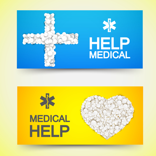 Medical care poster with inscription vector