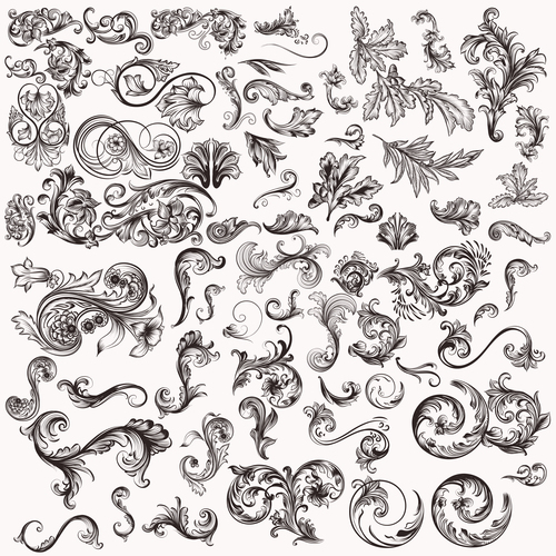 Mega collection of hand drawn swirls for design vector