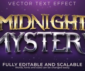 Midnight mystery editable font 3d vector