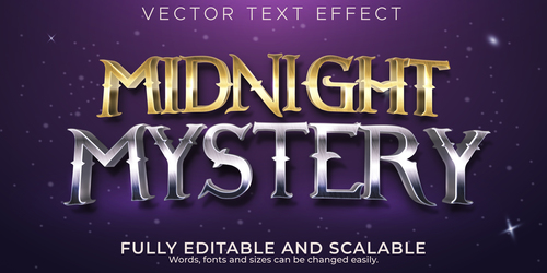 Midnight mystery editable font 3d vector