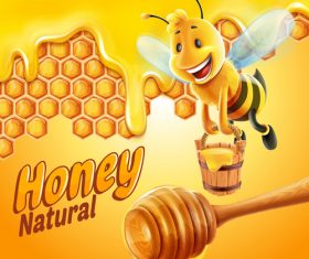 Natural honey bee vector