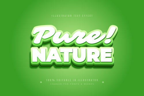 Nature 3d font editable text style vector free download