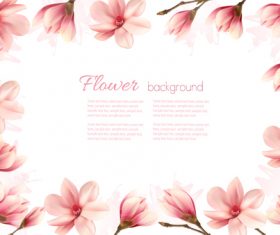 Nature frame with pink magnolia flowers vector