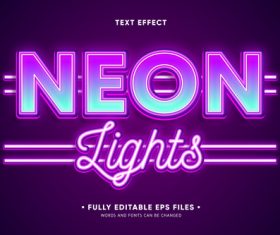 Neon lighte 3d font editable text style effect vector