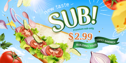 New taste sandwich flyer vector