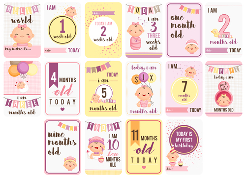 Nine months old baby card vector
