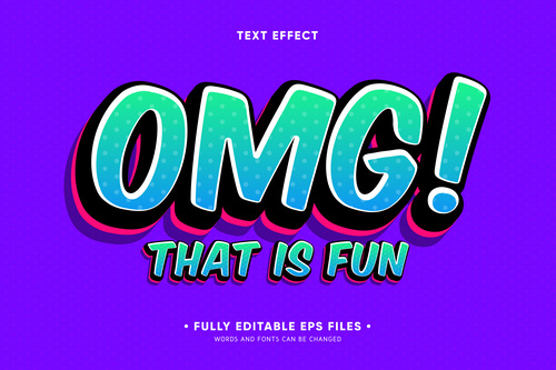 Omg 3d font editable text style effect vector