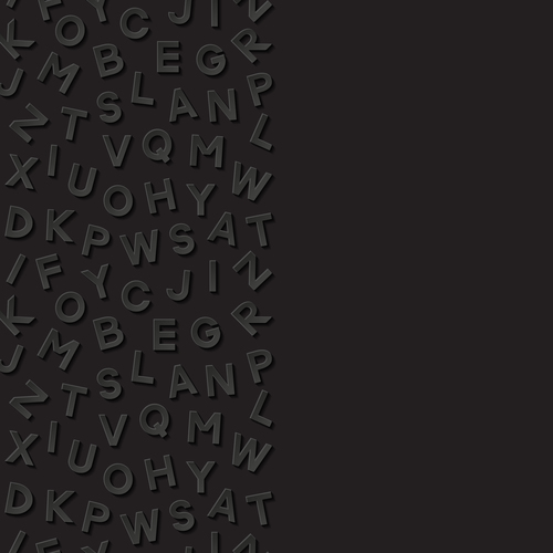 One-sided alphabet black background vector