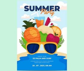 Organic flat summer party vertical poster template vector