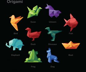 Origami illustration sets vector