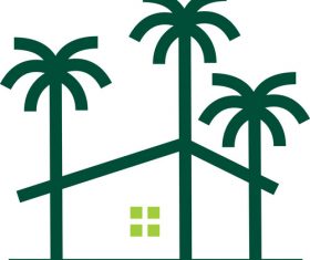 Palm house tree logo vector