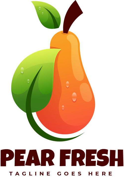 Pear fresh gradient colorful logo vector