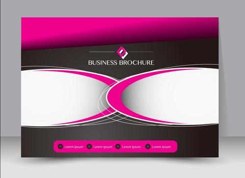 Pink and black geometric business brochure vector
