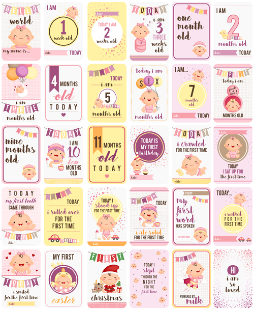 Pink baby card vector