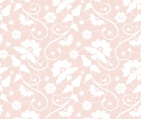 Pink background white floral pattern vector